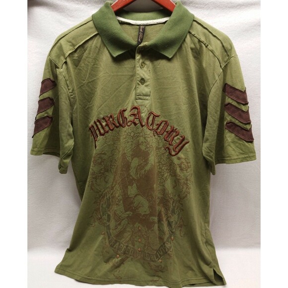 Black Rock Mens Shirt 1/4 button Sz Large Purgatory Logo Embroidered & Studded - Picture 1 of 13